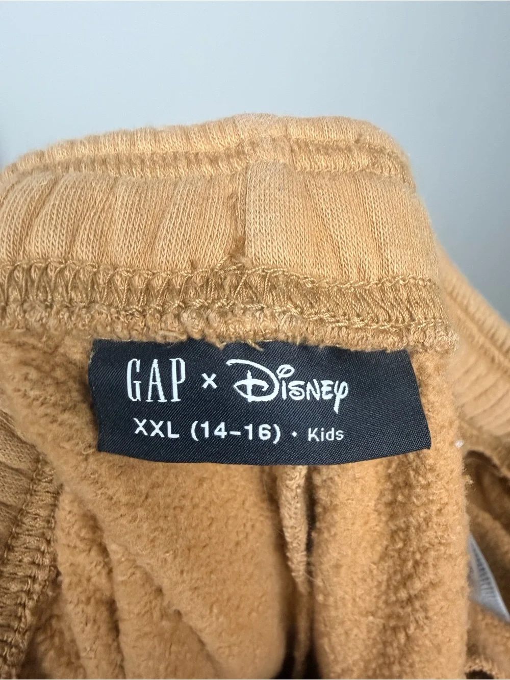 Gap x‎ Disney Mickey Mouse Jogger Sweatpants Kids XXL 14-16 Tan Fleece Logo